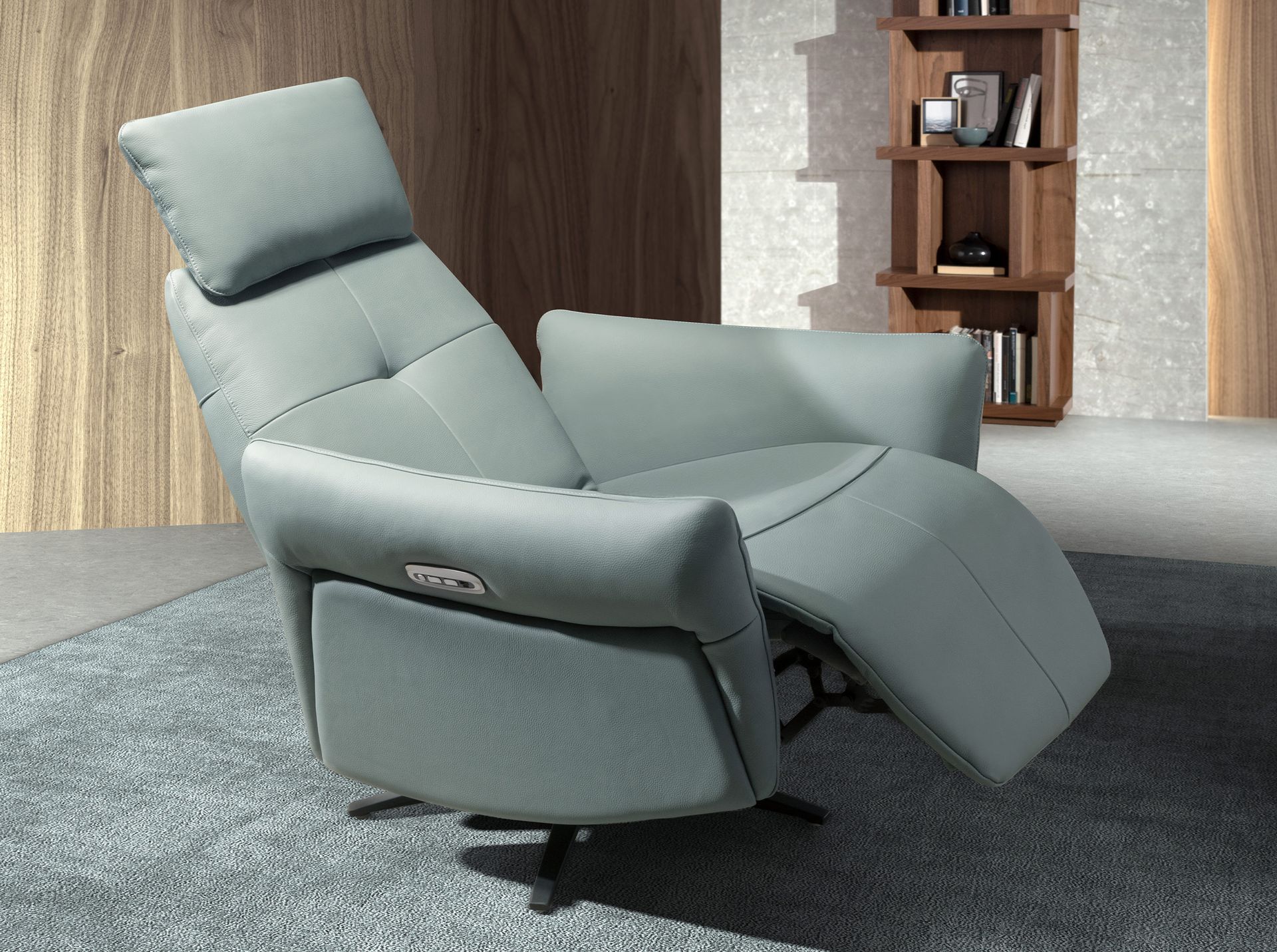 Fauteuil relax pivotant en cuir vert turquoise – Angel Cerdá