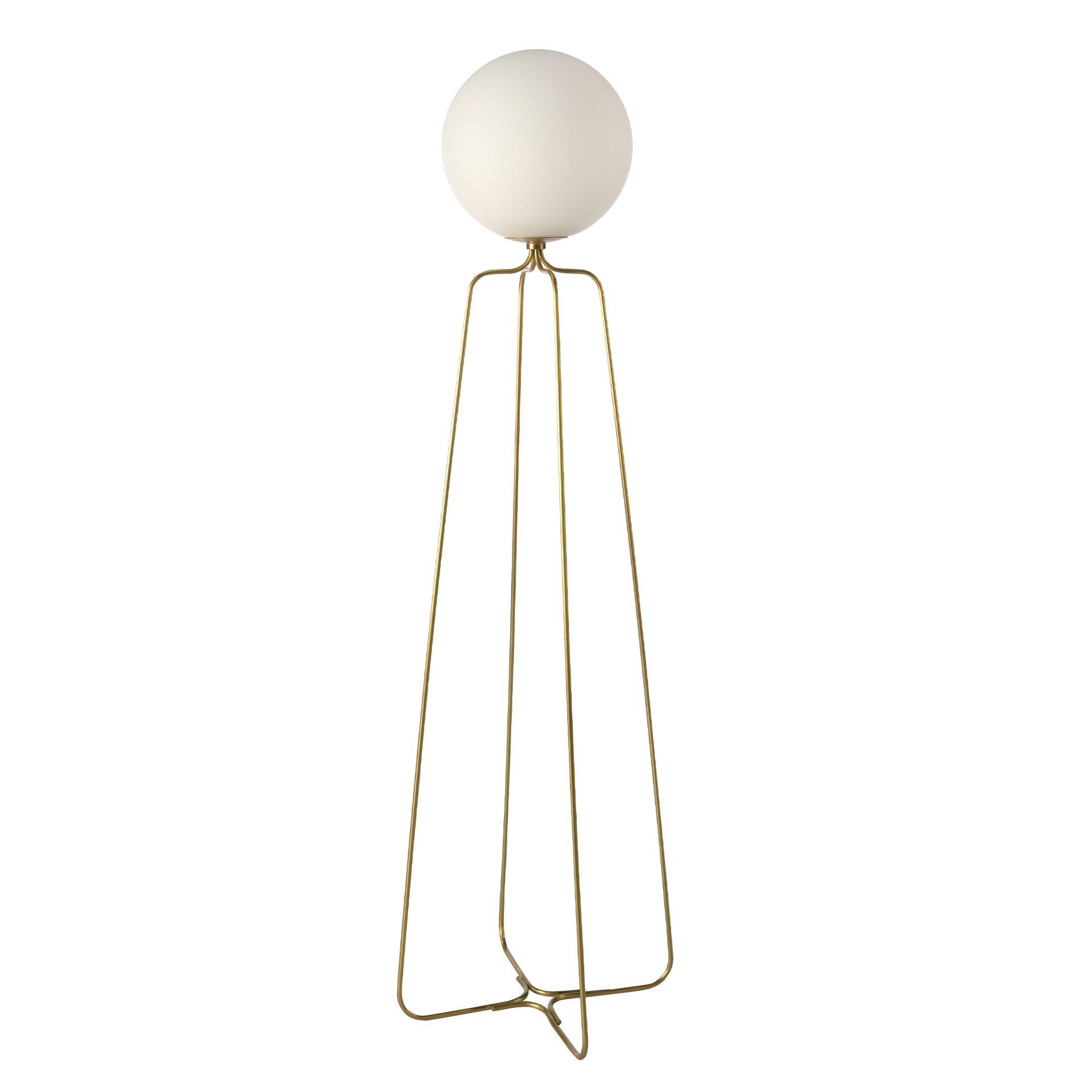 Lampadaire acier doré et verre blanc – Angel Cerdá