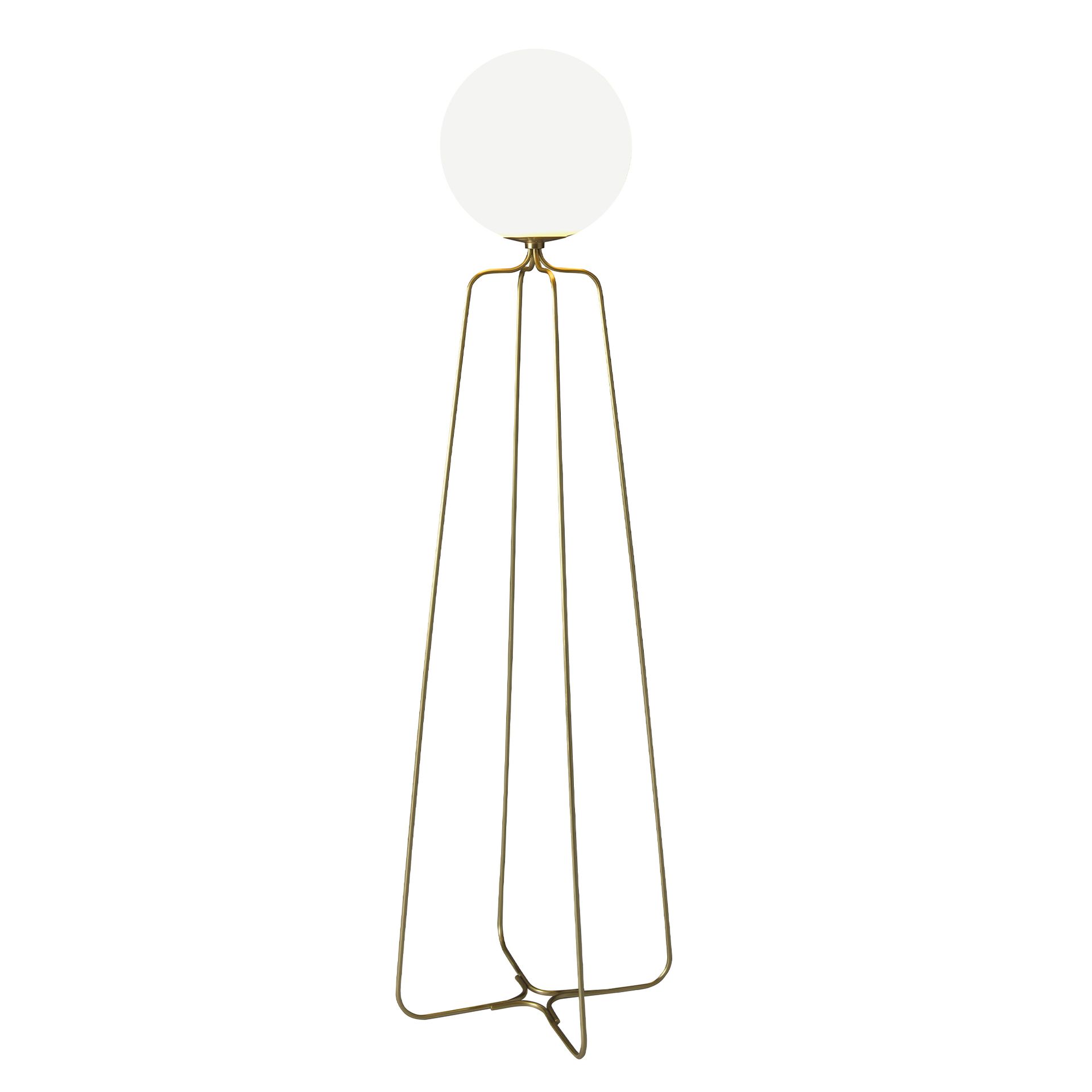 Lampadaire acier doré et verre blanc – Angel Cerdá