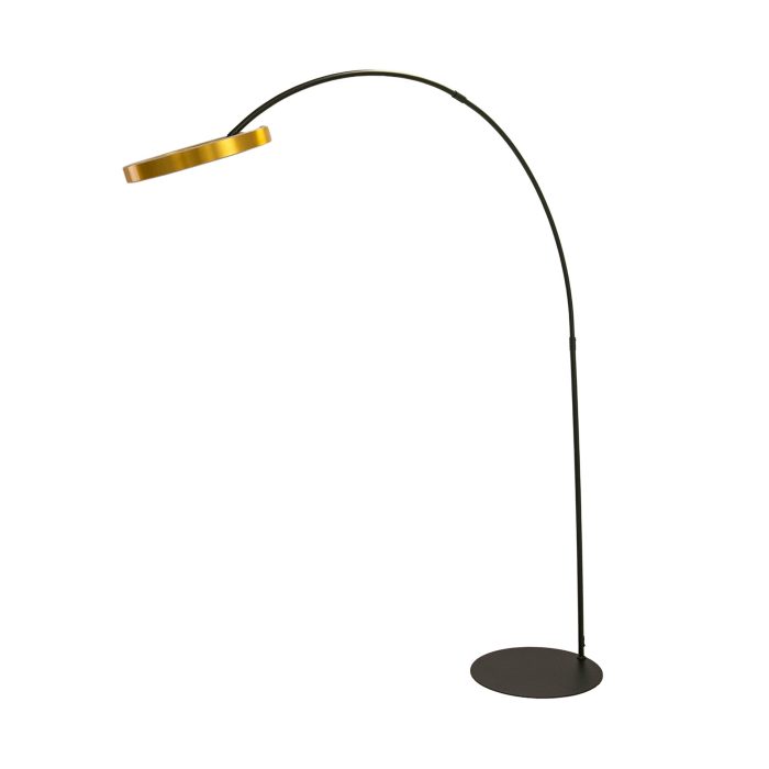 Lampadaire en acier doré poli et acier noir – Angel Cerdá