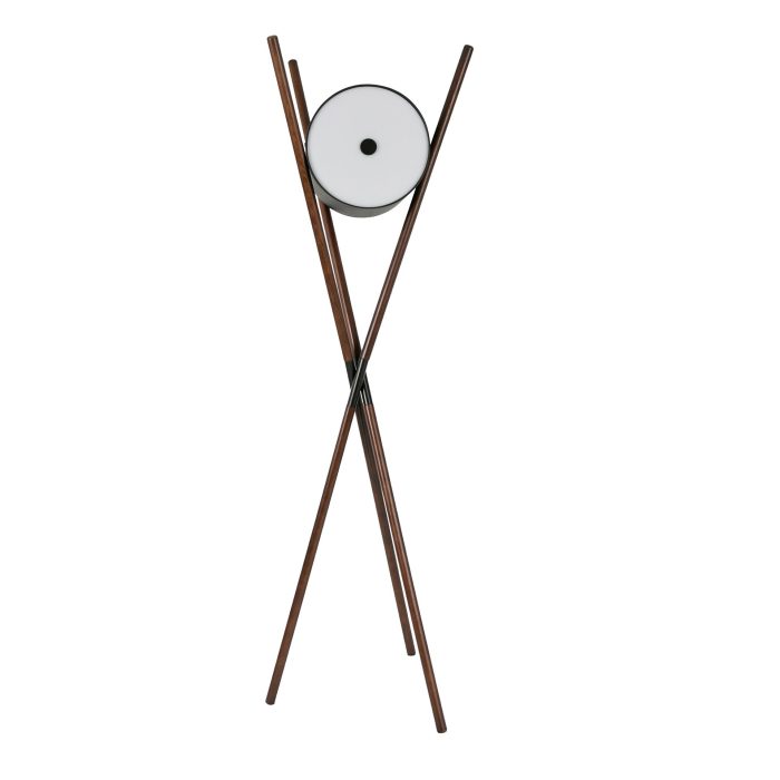 Lampadaire en bois tapissé en similicuir noir et noyer foncé – Angel Cerdá