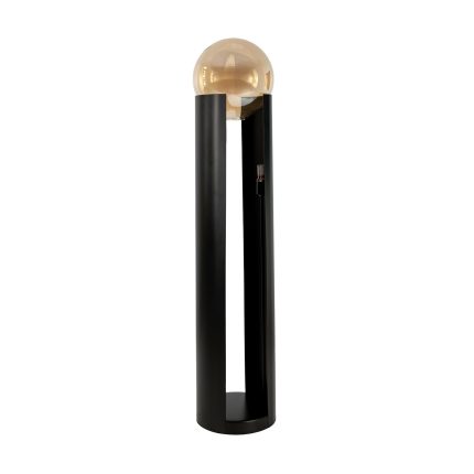 Lampadaire en verre fumé ambré et acier noir – Angel Cerdá