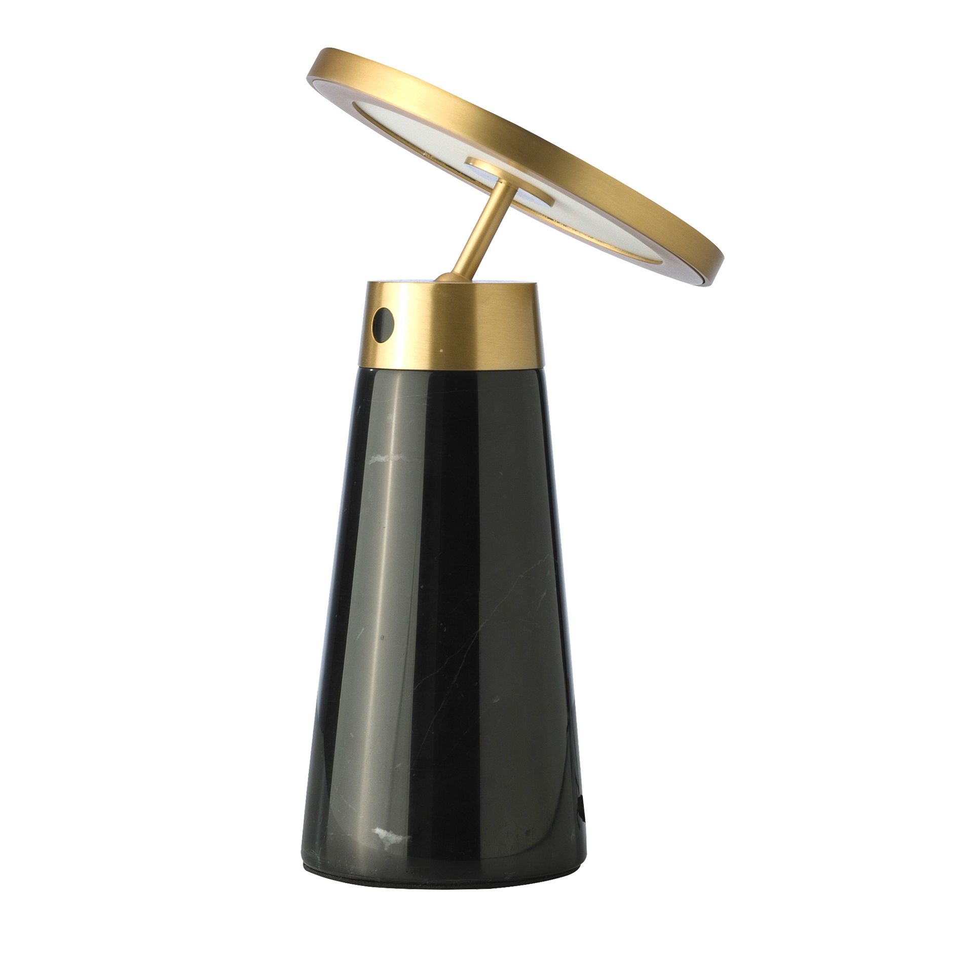 Lampe de bureau en marbre noir et acier doré – Angel Cerdá
