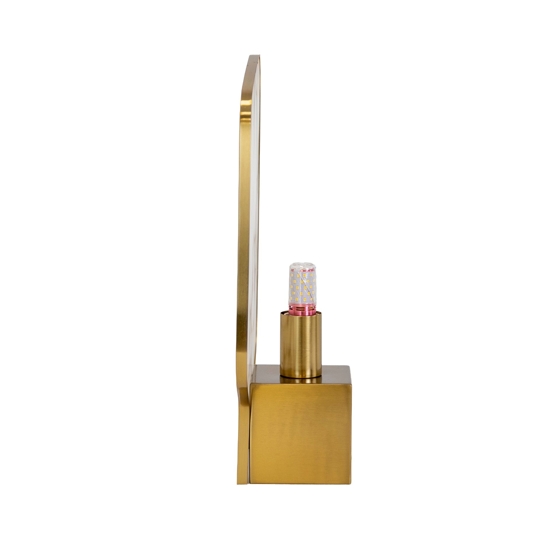 Lampe de table en pierre naturelle d’Alabâtre et acier poli doré – Angel Cerdá