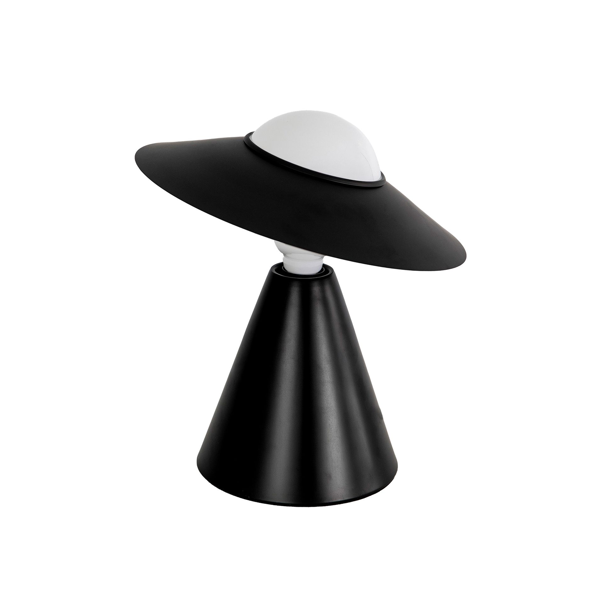 Lampe de table en verre blanc et acier noir – Angel Cerdá