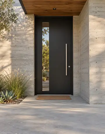Porte d'entrée aluminium noire avec vitrage latéral