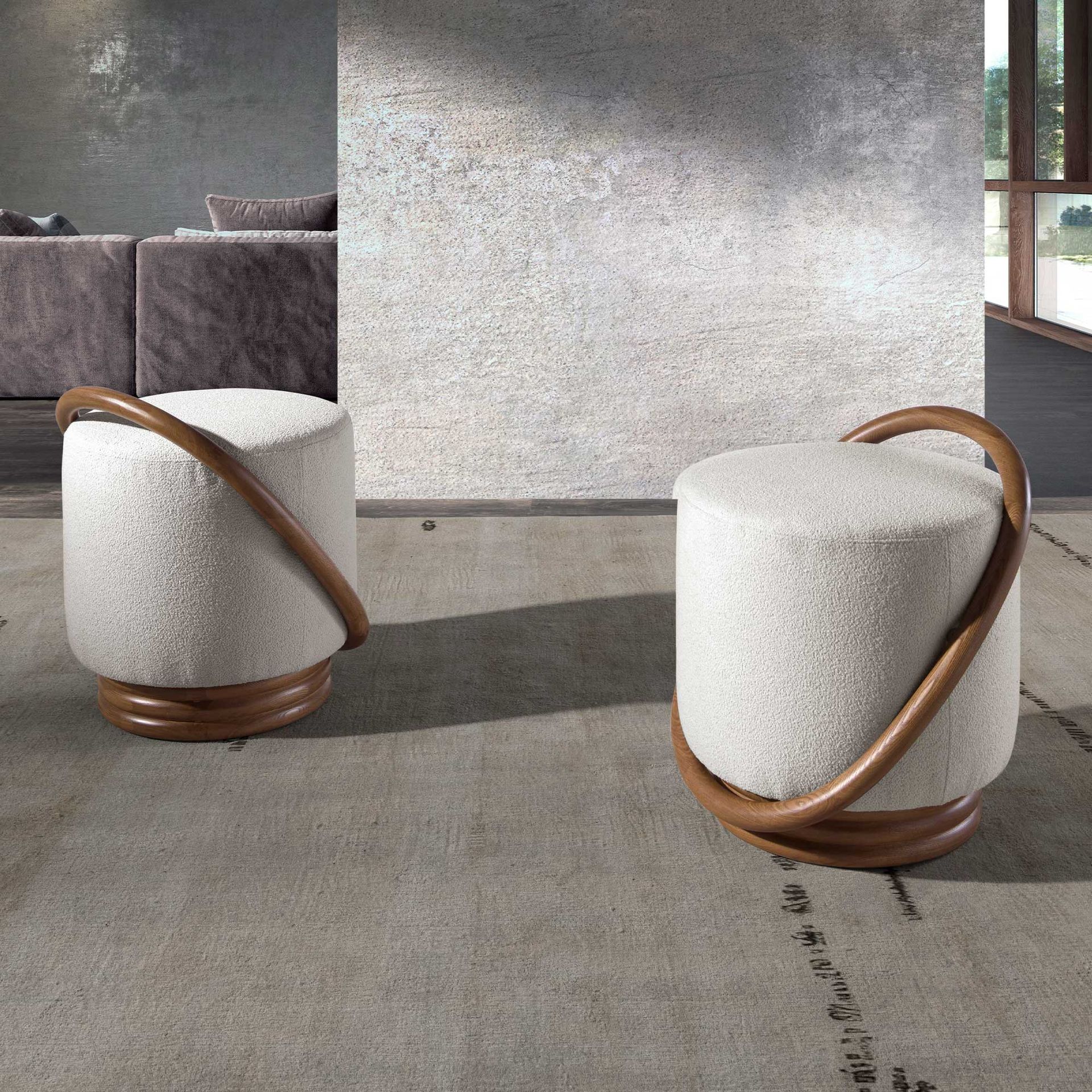 Pouf en tissu blanc – Angel Cerdá