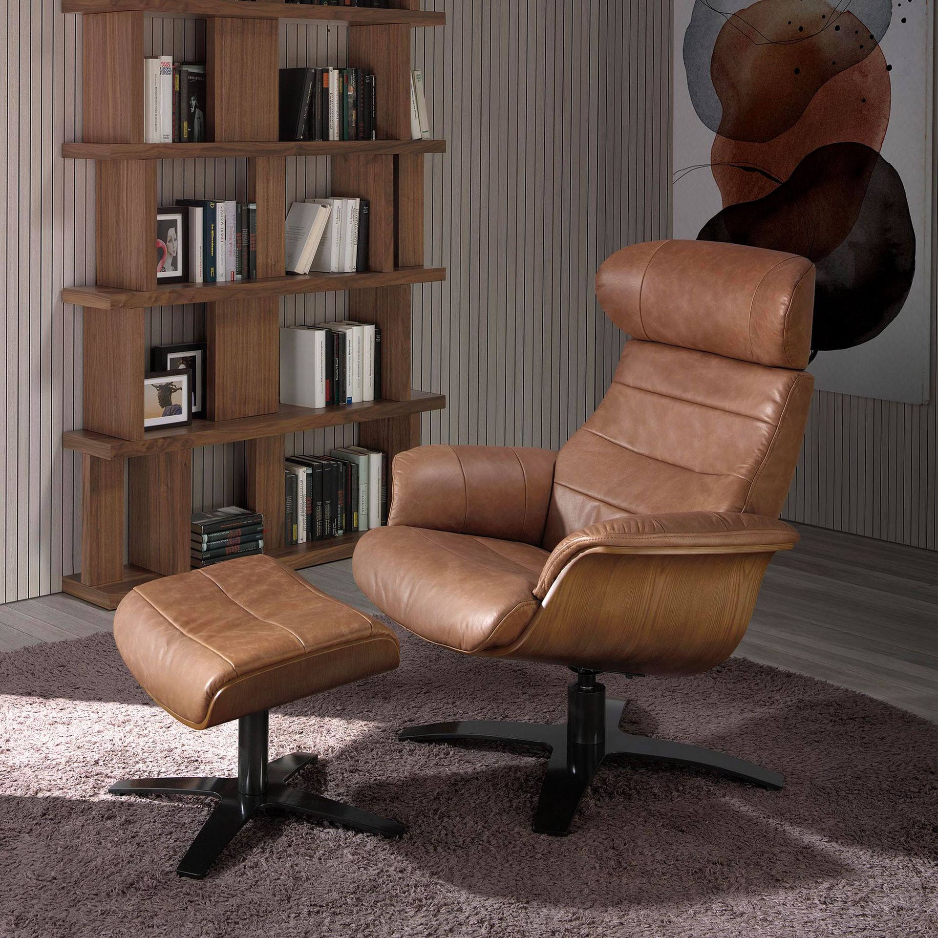 Repose-pieds en cuir marron – Angel Cerdá