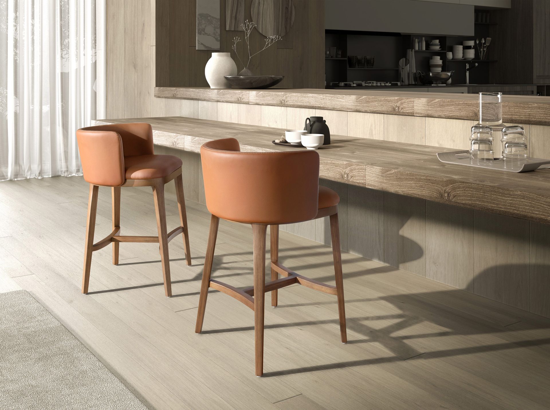 Tabouret en simili cuir marron – Angel Cerdá