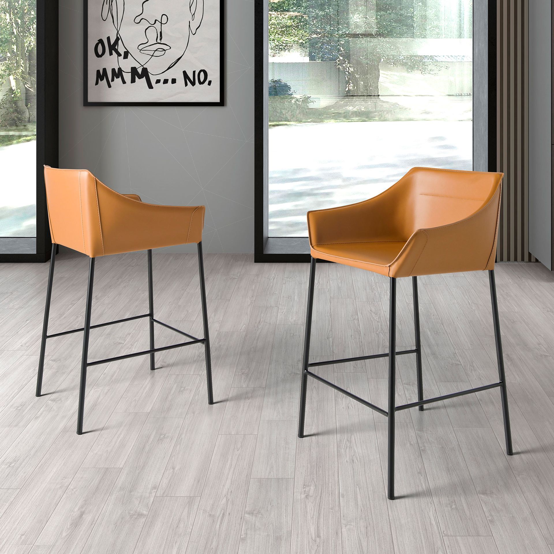Tabouret en similicuir marron – Angel Cerdá