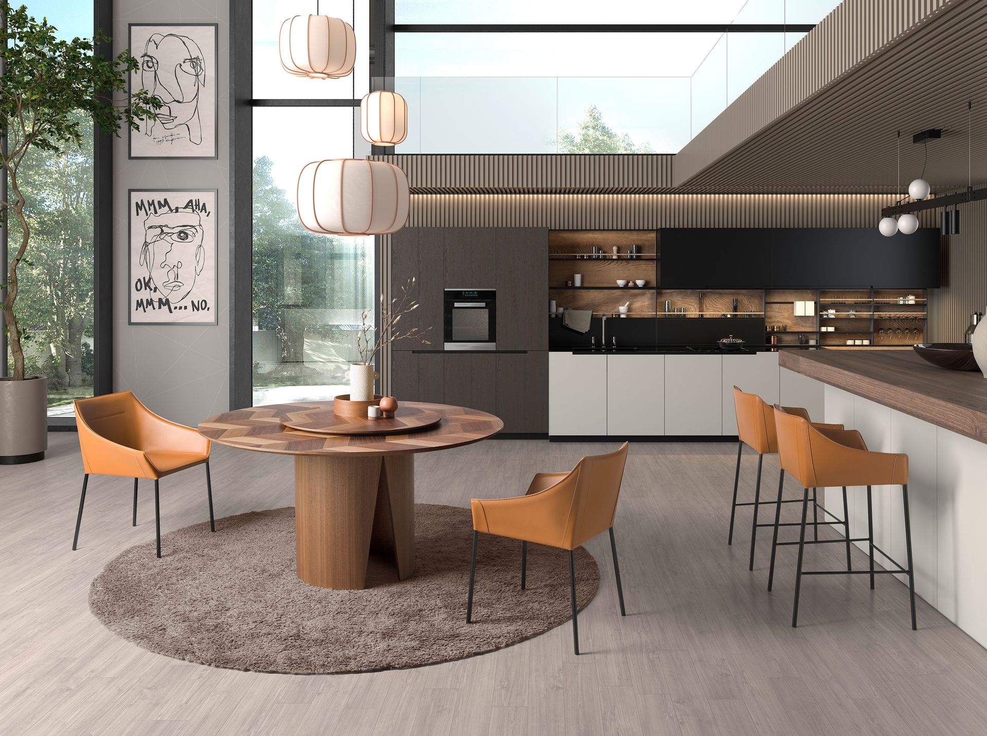 Tabouret en similicuir marron – Angel Cerdá