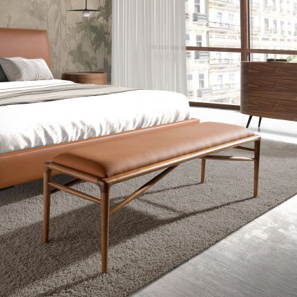 Tabouret en similicuir marron – Angel Cerdá