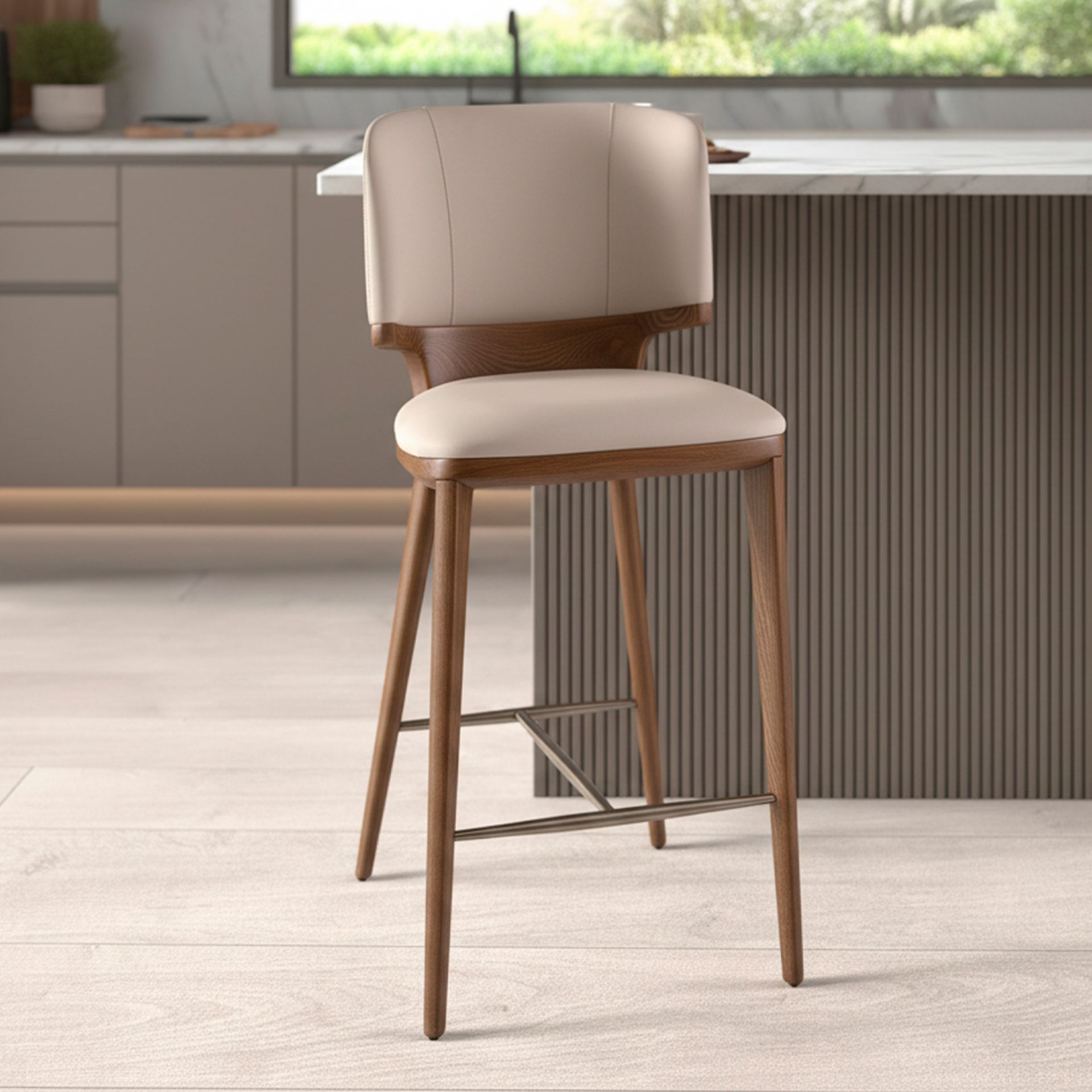 Tabouret similicuir crème – Angel Cerdá